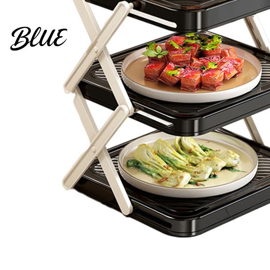 Collapsible Dish Rack Plate Storage Three-Tier Foldable Kitchen Organizer with Open Access Countertop Design