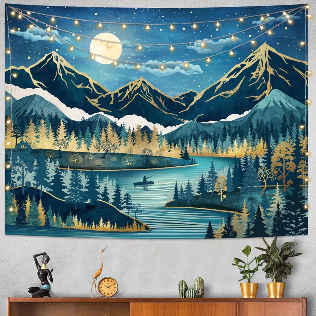 Kanuyee Forest Tapestry Green Landscape Wall Tapestry, Nature Tapestries for Bedroom Ceiling Tapestries Wall Hanging for Bedroom