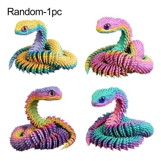 Movable Joints Snake Figurine 3D Printed Articulated Toy, Flexible Jointed Statue Figurine, Realistic Fidget Toy for Desk Decor
