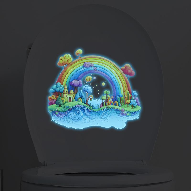 Cartoon Dream Rainbow Castle Children's Bathroom Toilet Home Decoration Wall Sticker Luminous Sticker Self-adhesive