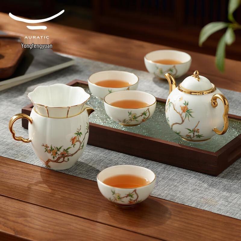 Yongfengyuan Madam Porcelain Pomegranate Garden 8-Piece Tea Set