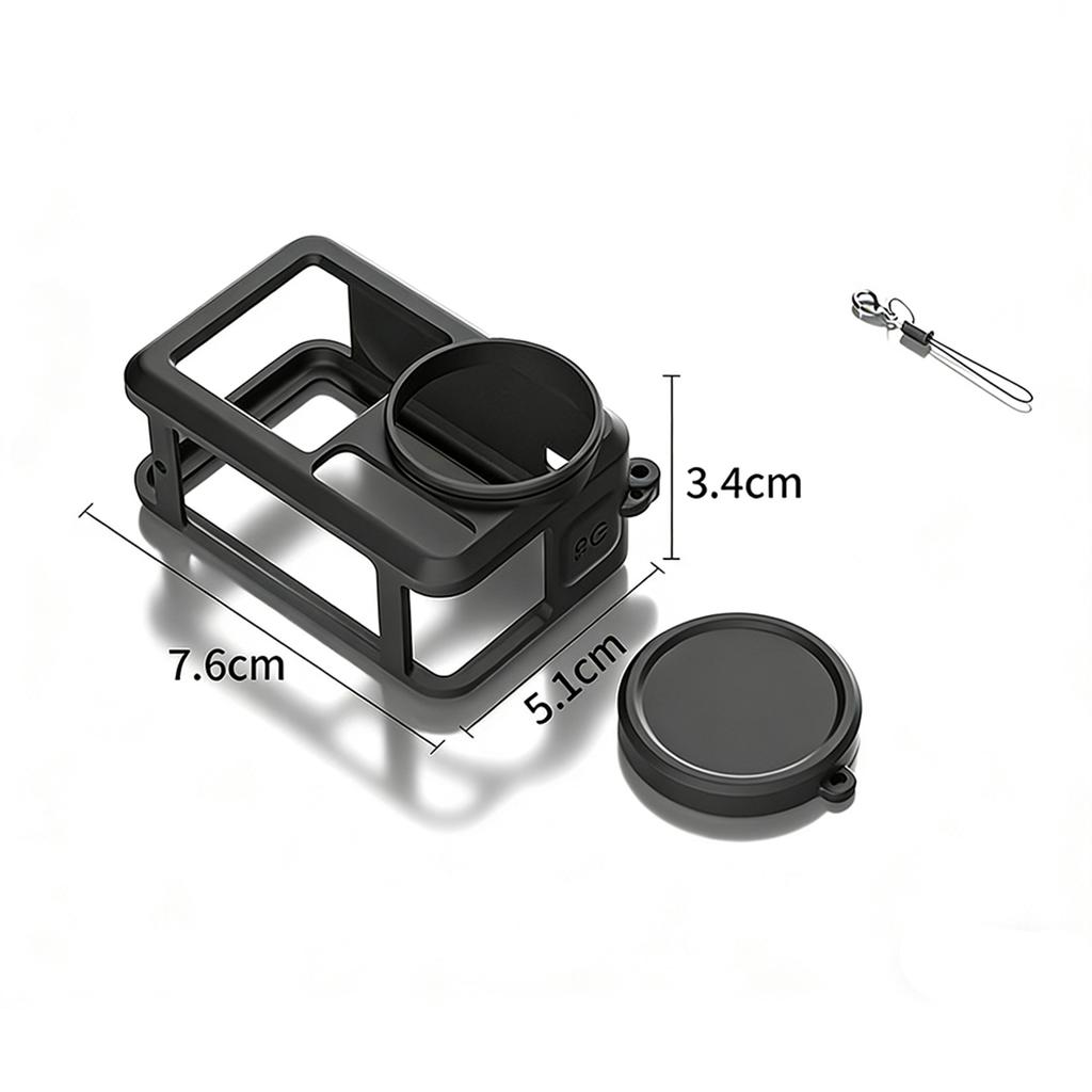Silicone Camera Case with Len Cap Screen Protector & Hanging Rope Protective Sleeve for Osmo Action 5 Pro Camera Accessories