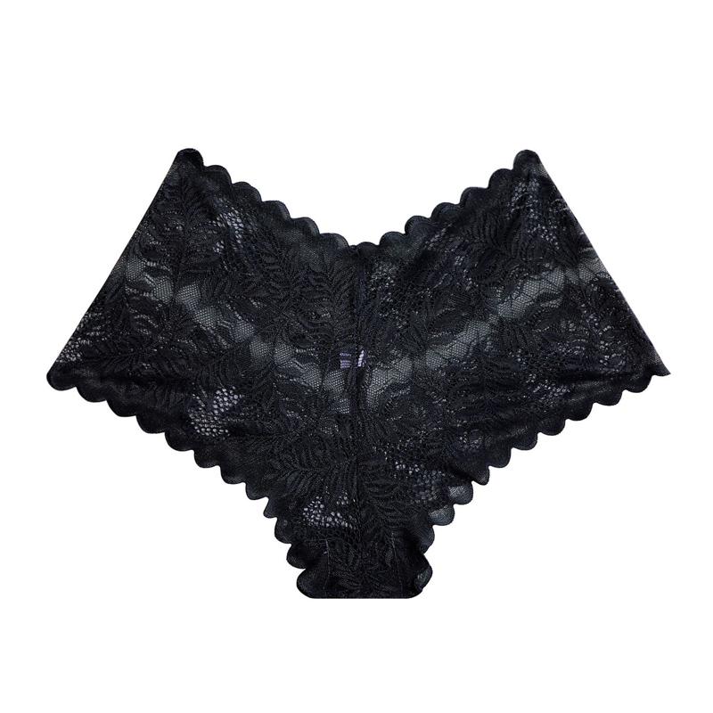 1Pc Women's Semi-Transparent Lace Thong Panties, Seamless Soft Boxer Briefs Intimate Lingerie Underwear