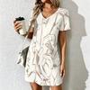 Mode d'été pour femmes Robe à col en V à manches courtes avec imprimé géométrique rétro Jupe courte sexy Robes
