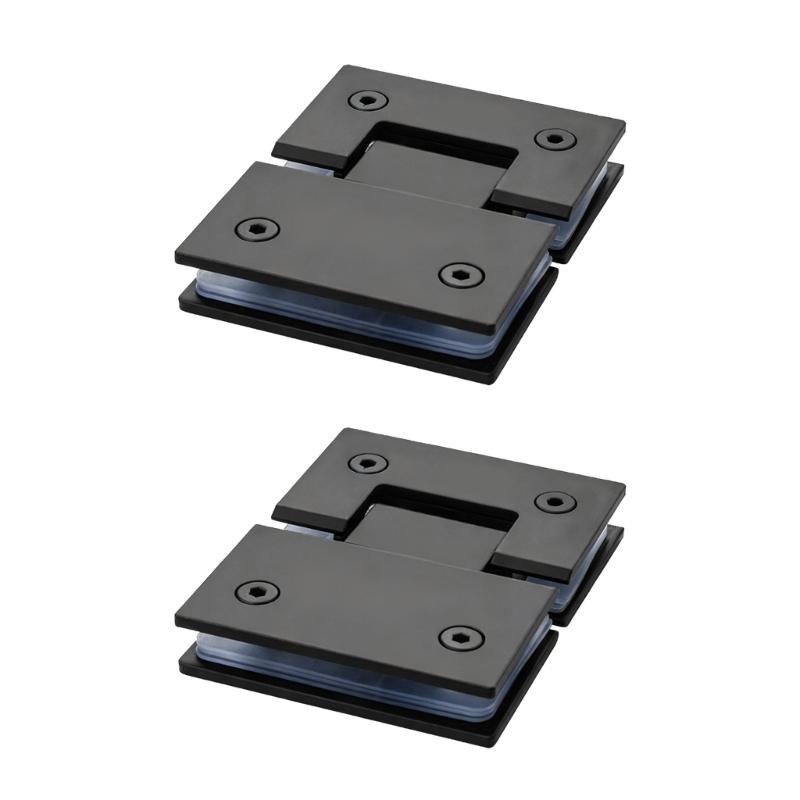 2Pcs Frameless Glass Door Hinge Stainless Steel Shower Door Hinge With Gaskets Glass Door Cabinet Clip Easy Installation