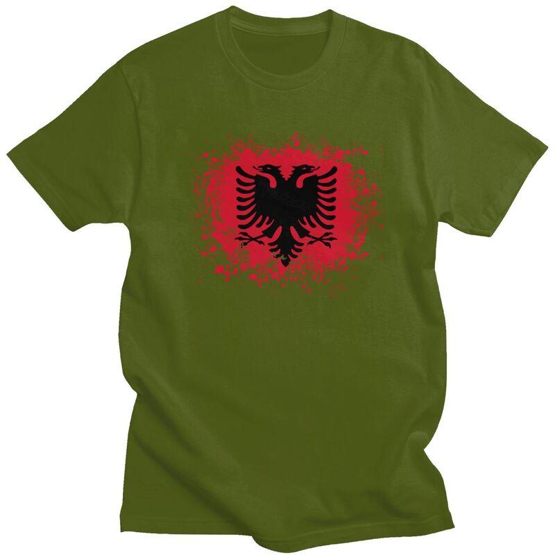 Custom Fashion Retro Albania Flag T Shirt Unisex Albanian Eagle T-shirt Streetwear Tee Tops Pure Cotton Oversized Tshirts Merch