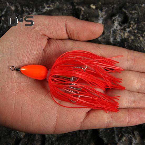 Leurre de pêche à jupe en silicone 6CM/37G avec hameçon Moustaches colorées Swimbait Appât artificiel Accessoires de pêche en eau salée et en eau douce Bar Doré Truite
