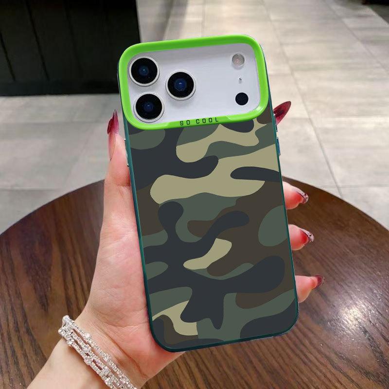 Wojskowy Zielony Kamuflażowy Pokrowiec na Telefon dla iPhone 17, 16 Pro Max, 14 Pro, 13, 15