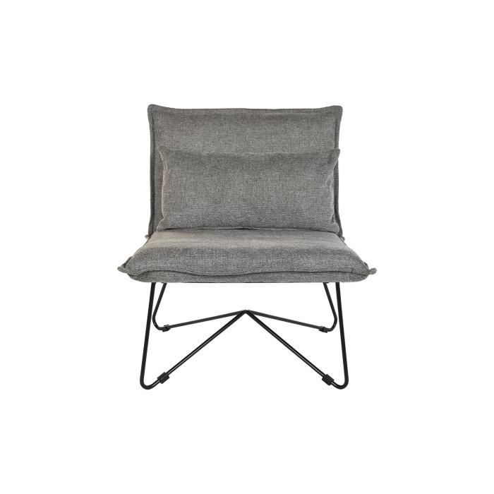 Fauteuil style urban métal, polyester gris, noir - Couleur: NOIR