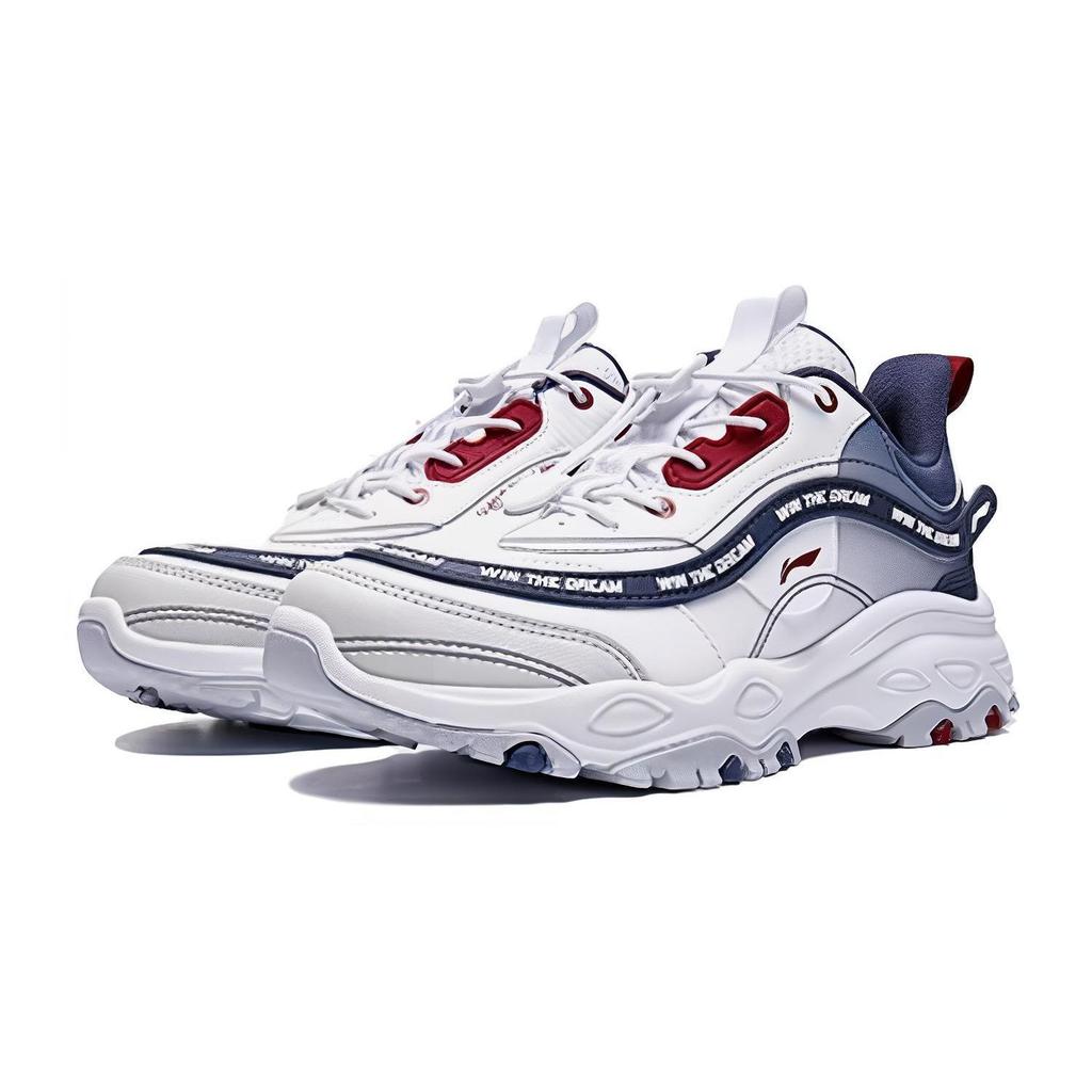 Li Ning Comfortable Versatile Non-Slip Wear-Resistant Low-Top Running Shoes Kids Sneakers White Blue YKCT156-17