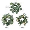 Artificial Eucalyptus Leaves Candles Wreaths Pillar Candle Holder Greenery Candle Rings for Cafe Home Bar Wedding Decoration