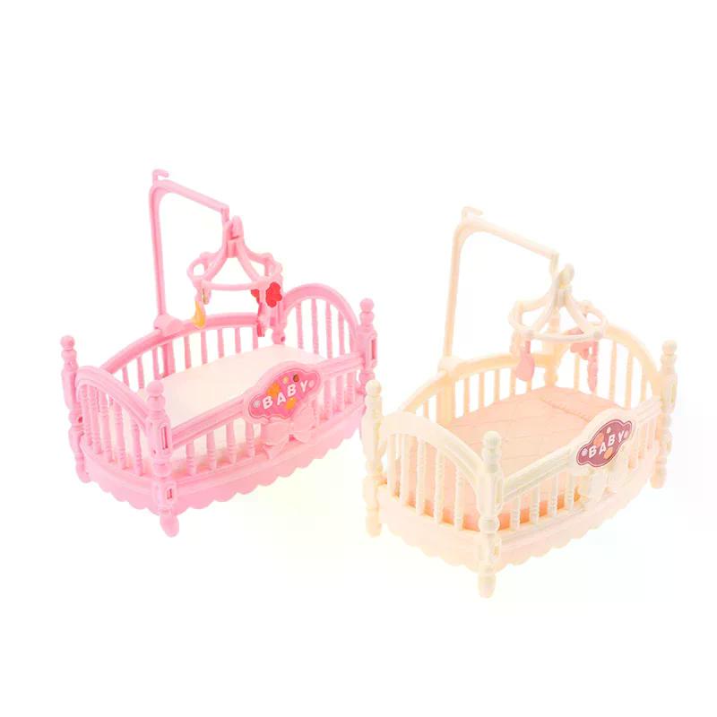 1/12 Dollhouse Simulation Mini Crib Baby Bed Model Bedroom Furniture Accessories For Dolls House Decoration Kids Toys Gift