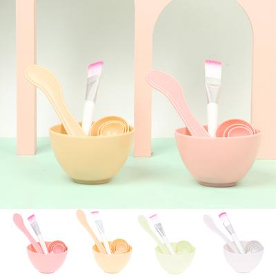 4 pièces brosse faciale masque bol cuillère ensemble masque brosse barre bricolage outil de beauté outil de mélange