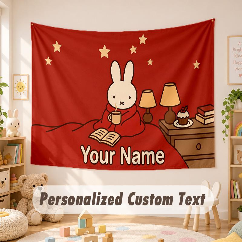 Custom Name Text Tapestry,Miffy Boho Wall Hanging, Decorative Backdrop Tapestry For Room