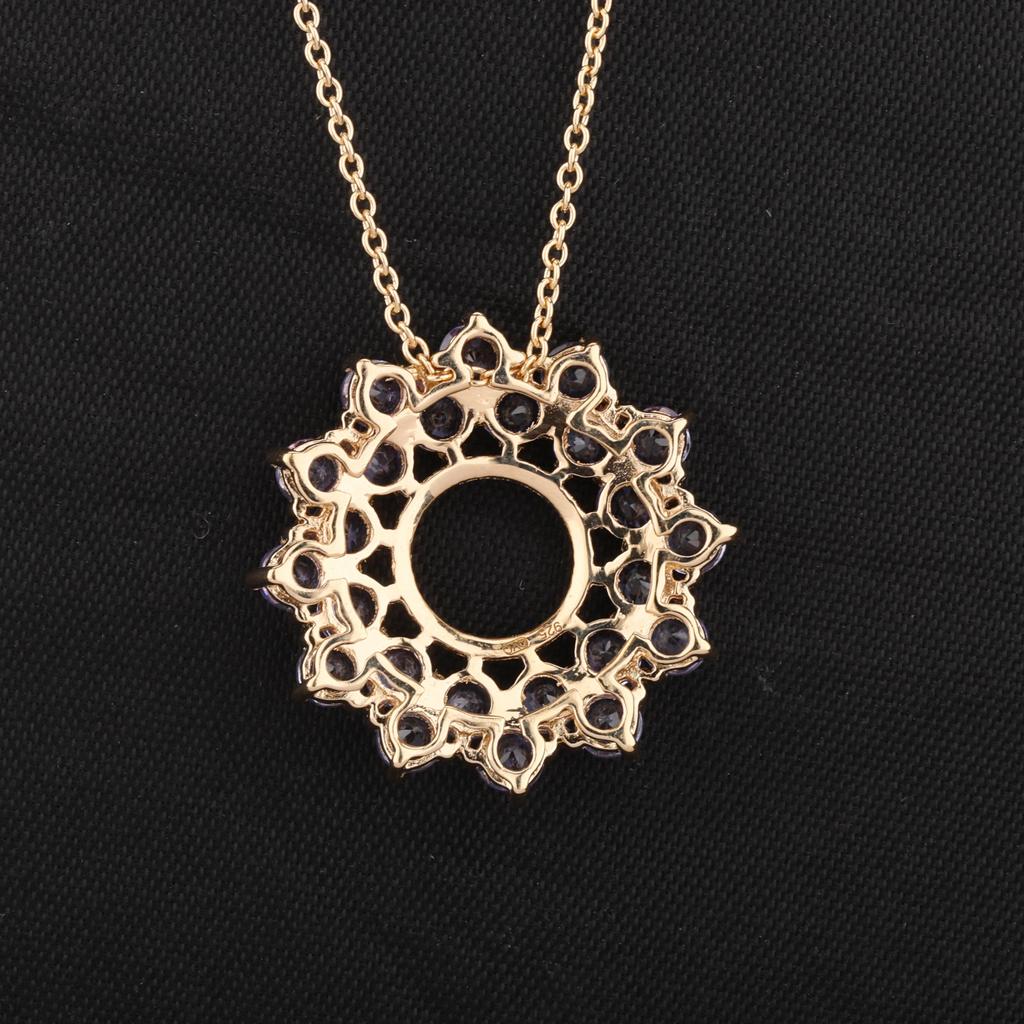 Natural Tanzanite Pendant 925 Sterling Silver Rhodium Plated Round Gemstone Handmade Fine Jewelry Gift for Her