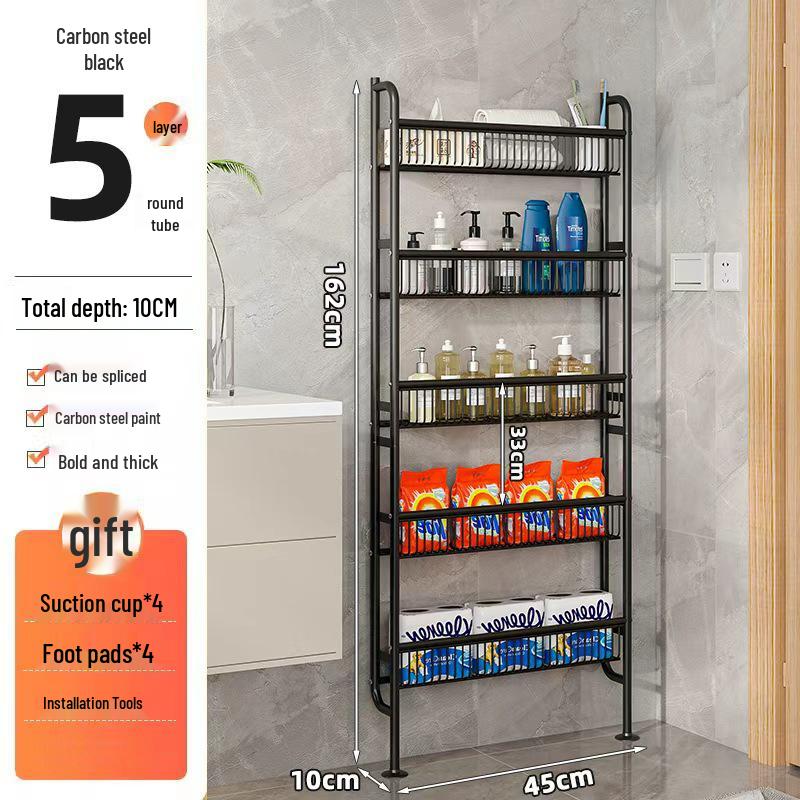 Behind-Door Floor-Standing Storage Rack: Multipurpose, Wall-Leaning