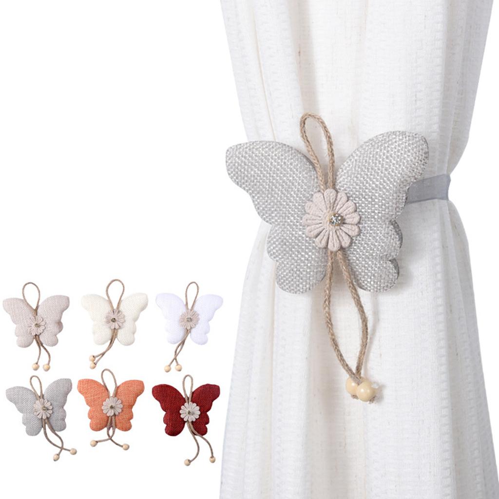1 Paire d'Embrasses Magnétiques Papillon Fleur avec Longueur Réglable pour Décorations de Maison Attaches de Rideaux Sangles Liens