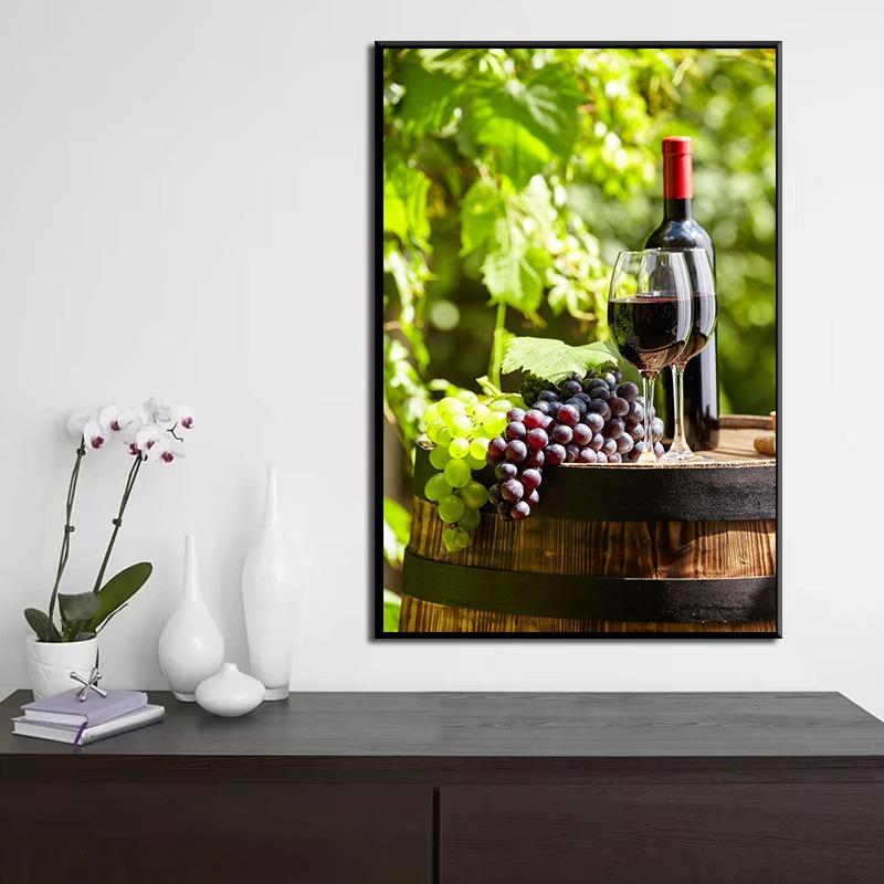Küchenbar Rotwein Traube Bier Stillleben Nordisches Poster Leinwandmalerei Wandkunst Bilder Für Wohnzimmer Heimdekor