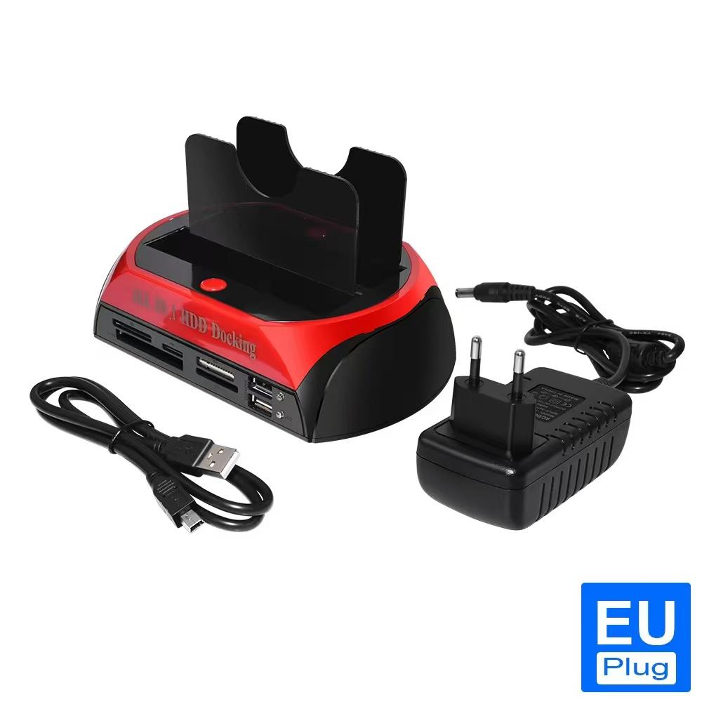 

2.5 3.5 SATA With Card Reader USB 2.0 To IDE SATA Hard Drive OTB Clone Dock In One Hard Drive Docking Station Double Bay