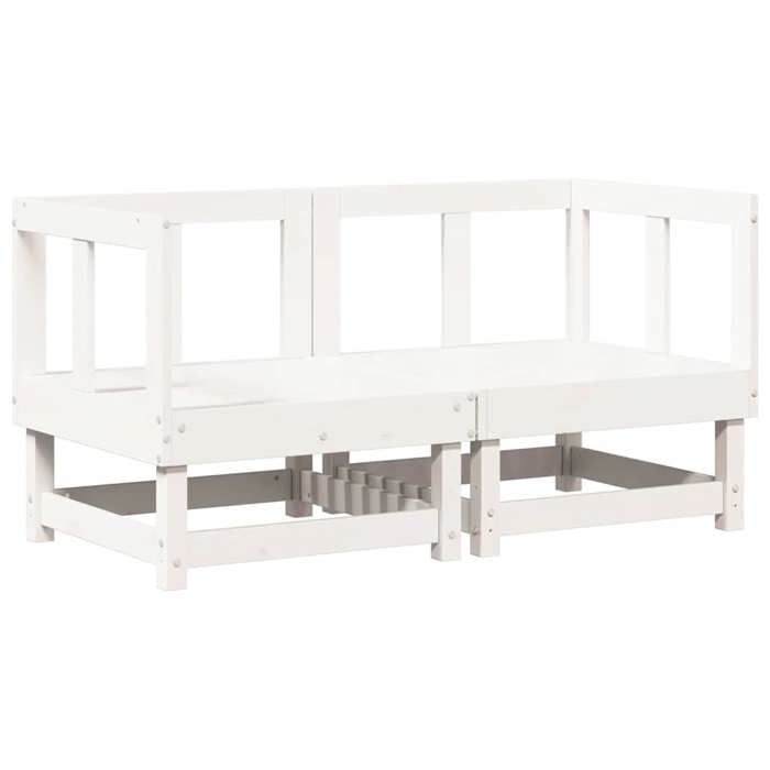 VidaXL Corner Sofas with Cushions 2 Pcs White Solid Pine Wood, Garden Sofa, Outdoor Sofa, Patio Sofa, 825451