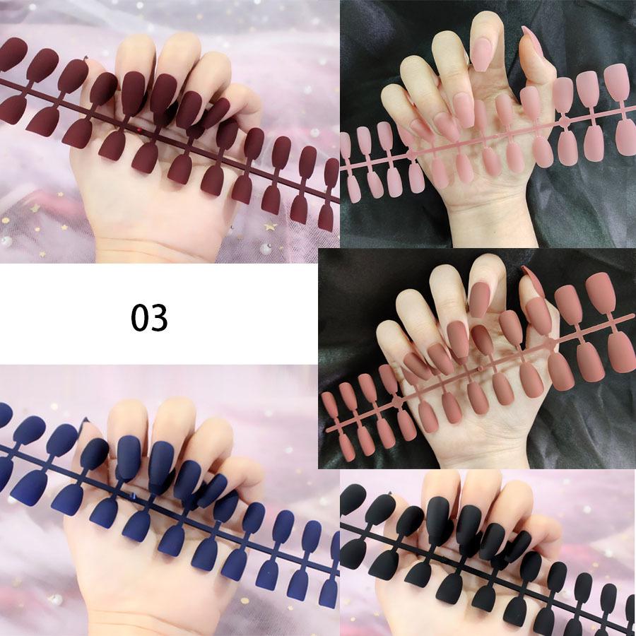 5pcs/box Quick Nails DIY Matte Ballet False Nails Solid Color Finished Nail Art Wear Matte Nail Art  Press On Nail