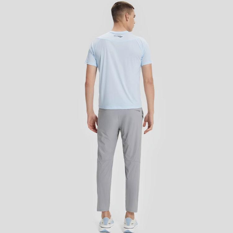 Saucony Solid Color Logo Straight Leg Woven Casual Pants Men bottoms Light-Gray SC2239069-2