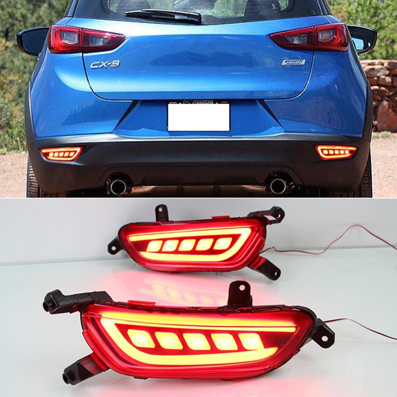 2PCS Reflector For Mazda CX-3 CX3 2015 2016 2017 2018 2019 2020 Car LED Rear Fog Lamp Brake Light Turn Signal Light