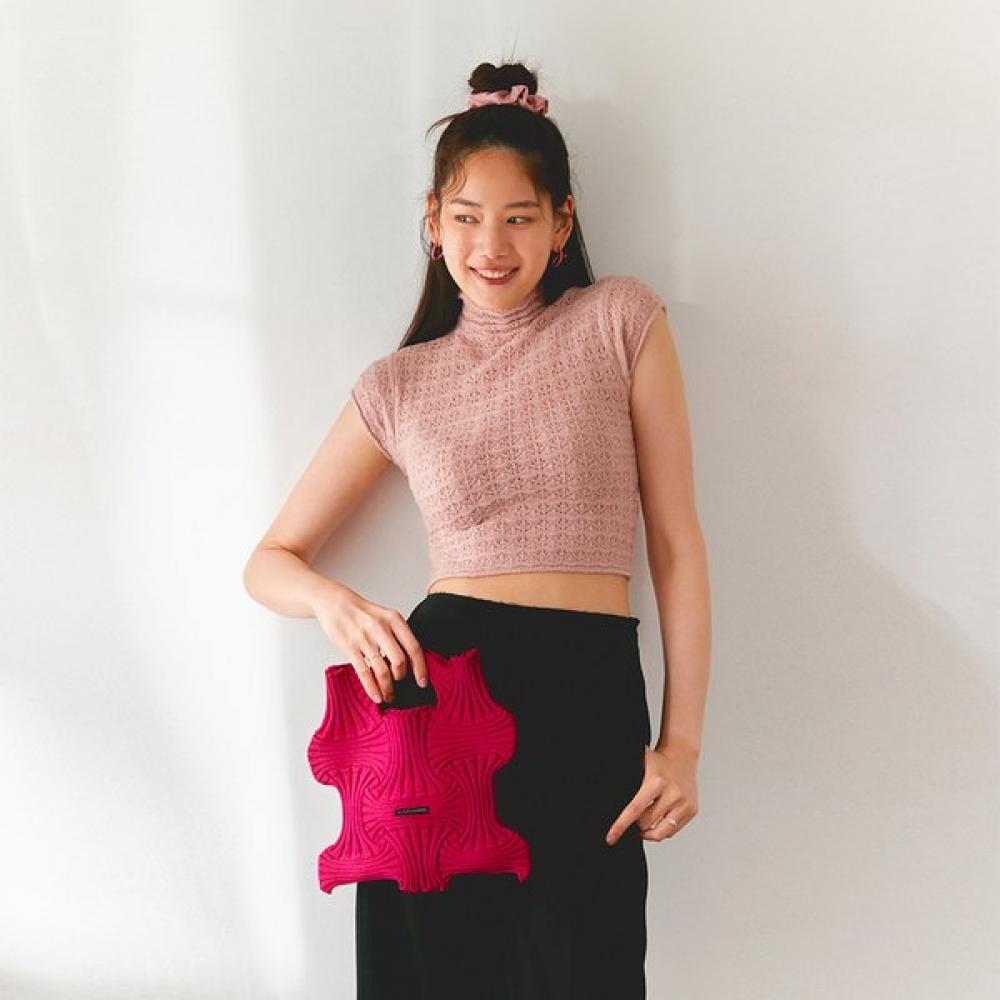 Pleatsmama Bow Bag Deep Pink
