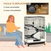 Four-Tier Small Animal Cage, for Bunnies, Ferrets, Chinchillas w/ Wheels, Tray - Black