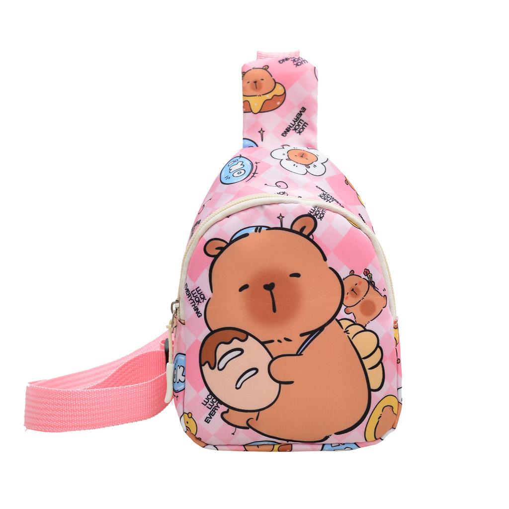 Capybara Preschool Children Nylon Crossbody Bag Animal Pattern Everyday Design