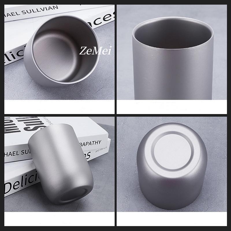 Pure Titanium Double-layer Coffee Mug ,240 ml Home Breakfast Cups, Gray Cold Drink Portable Beer Cup Outdoor Camping Travel Mug
