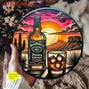 Vintage Whiskey Western Theme Round Metal Wall Decor Aluminum Art Sign for Bar Cafe