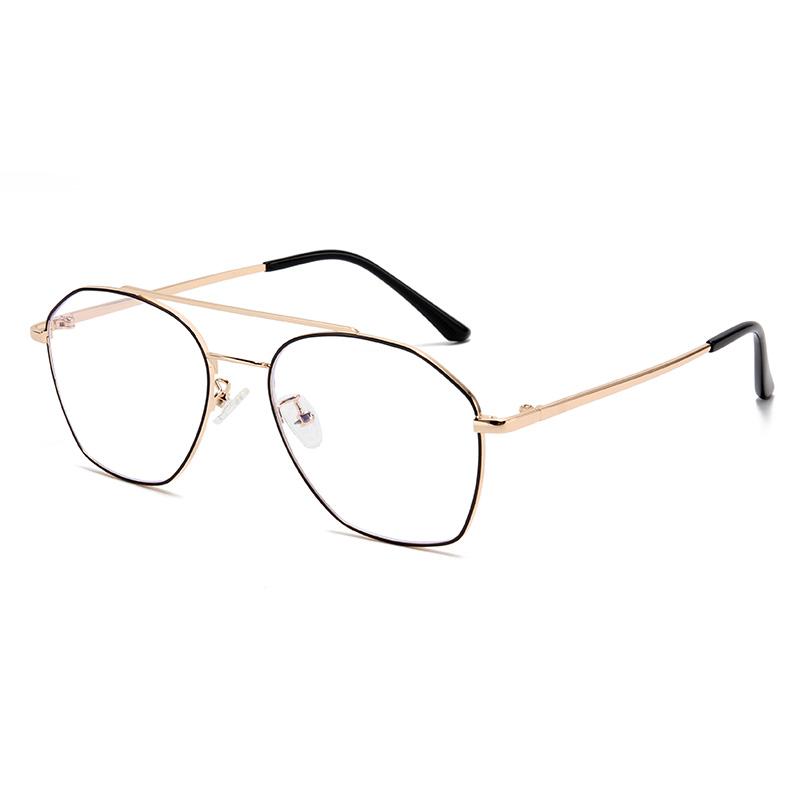 

0 -0.5 -0.75 To -6.0 Double Beam Polygon Blue Light Blocking Myopia Glasses With Prescription Metal Minus Diopter Eyeglasses 0