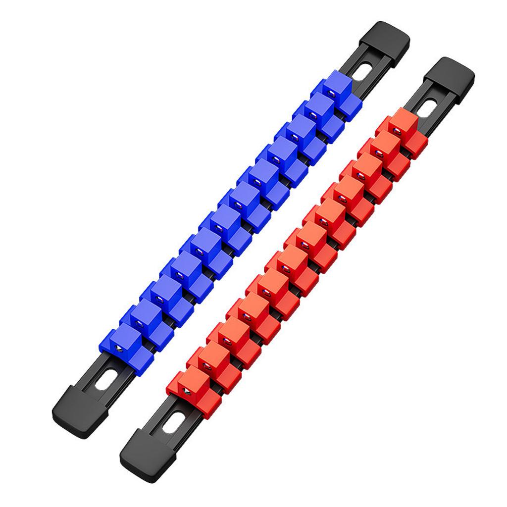 ABS Socket Organizer 1/4Inch 3/8Inch 1/2Inch Premium Quality Socket Clip Rail Holder Socket Organizer Tools Blue&Red