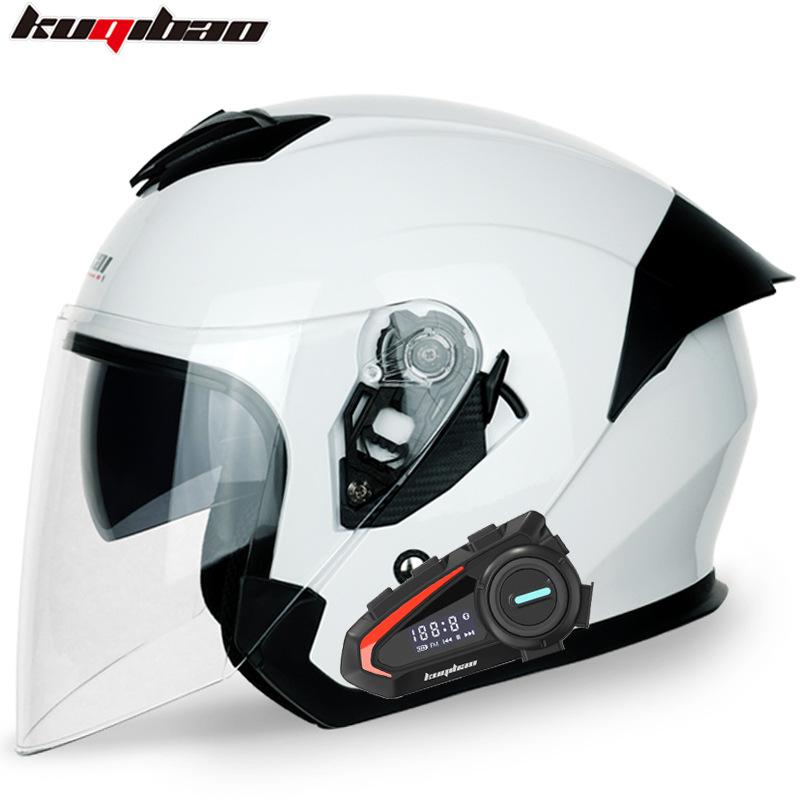 Kuqibao Dual Lens Motorcycle Bluetooth Helmet Motorcycle Helmet Half Helmet Long Range Four Seasons Universal Half Cap