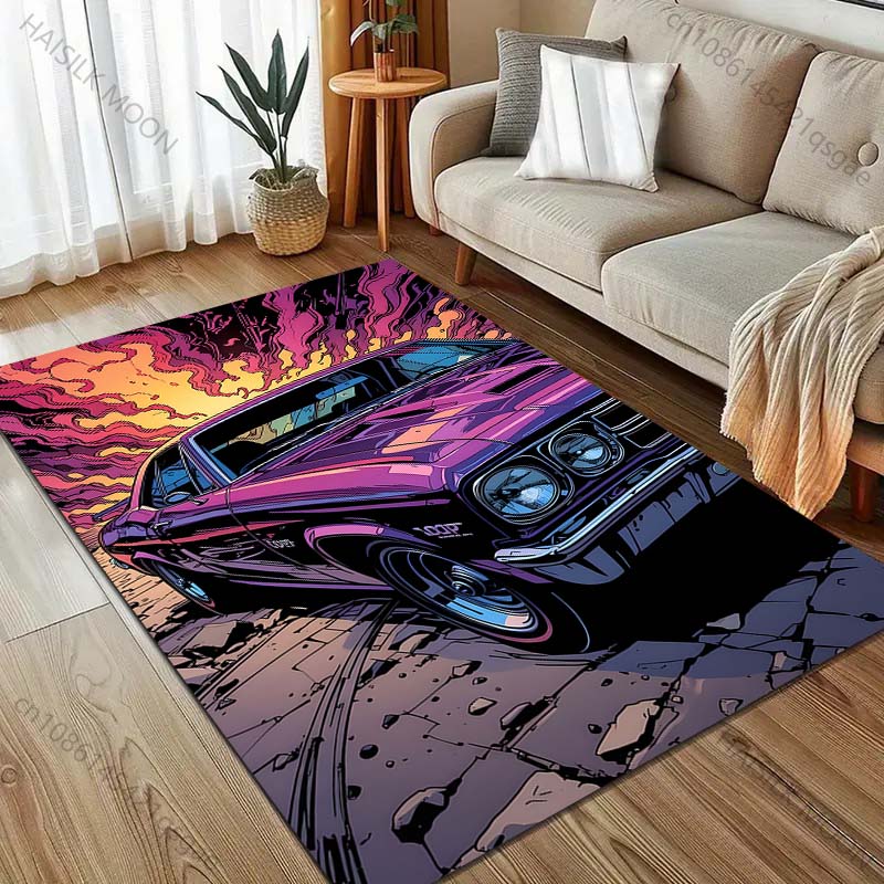 1 alfombra con diseño de coche de carreras genial para dormitorio, sala de estar, mesita de noche, sofá, alfombrilla de suelo, decoración moderna del hogar, alfombra de área, tamaño grande