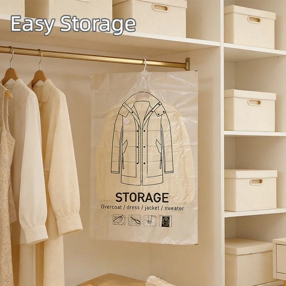 Hanging Design Clothes Organizer Clear Vacuum Seal Bag New Vacuum Storage Bags  Bedroom Use