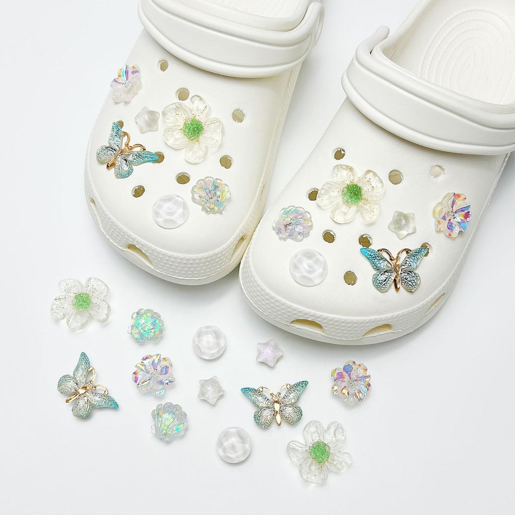1set New Flower Bow Shoes Decoration DIY Removable Shoe Buckle Personalized Shoe Charms Set Fashion