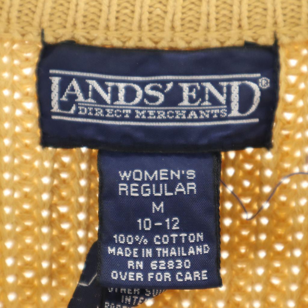 LANDS' END 90s Old Long Sleeve Sweater M Mustard Knit Women Used
