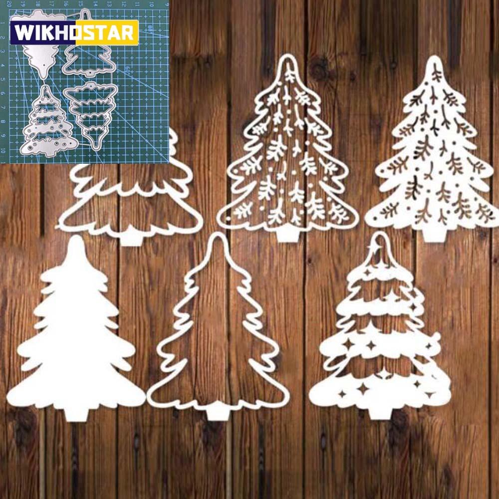 Noel Ağaçları Metal Kesme Kalıpları Şablon Scrapbooking Kendin Yap Albüm Kağıt Kart Kabartma Dekor El İşi Bıçağı Kalıp