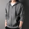 Manzibo Basic Solid Color Zipper Hoodie, Middle-Aged Loose Fit, 330g Fabric