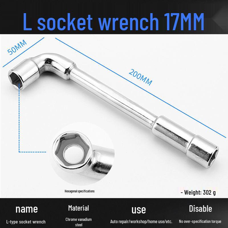 L-Shaped Hex Socket Wrench Set with Double-Ended Elbow and Perforated Pipe Wrench.