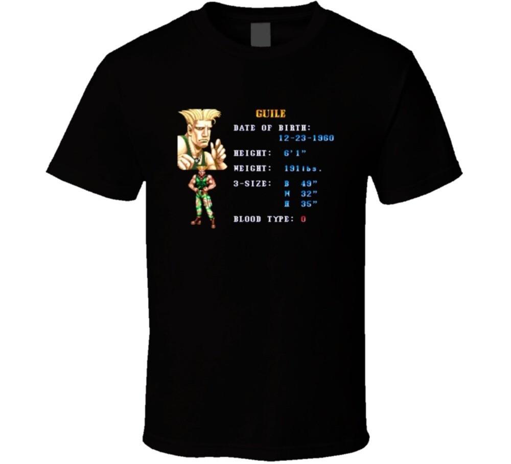 Street Fighter 2 Guile Usa Character Profile Video Game T Shirt Unisex T-Shirt M
