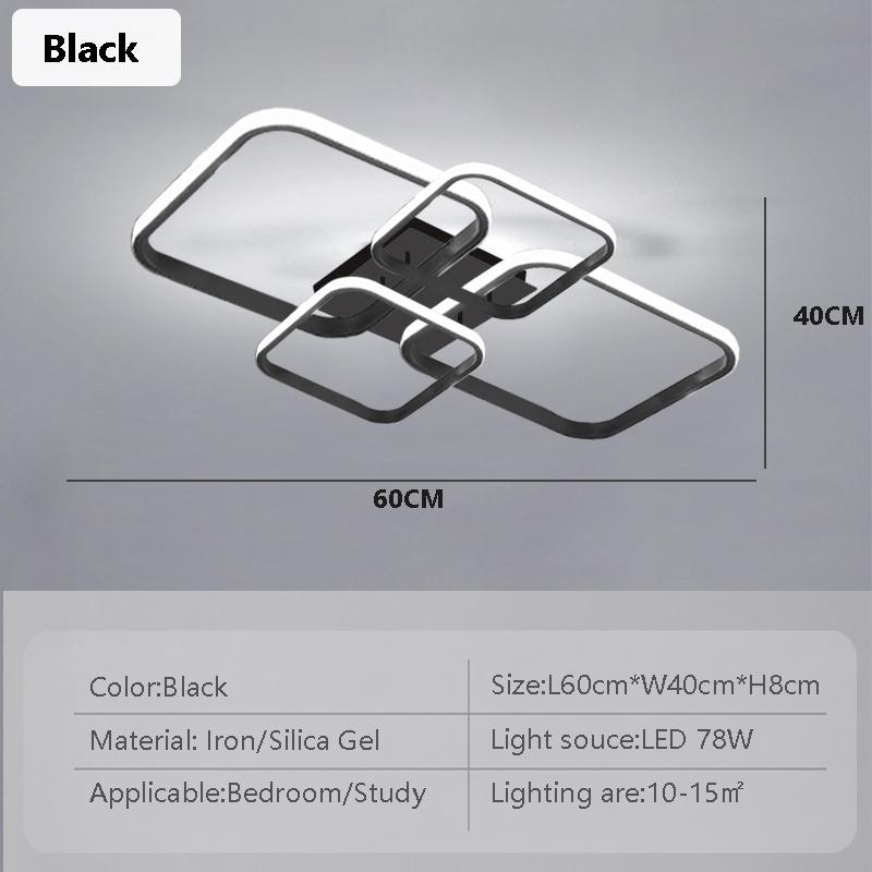 Modern LED Ceiling Lights Square 4 Heads Black And White Decorative Lamps For Bedroom Living Room Study Dining Room Home Fixture