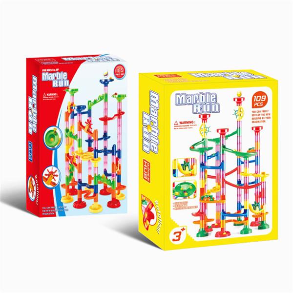 105/109Pcs Diy Marmor Bau Rennstrecke Bausteine Kinder Labyrinth Ball Rollen Spielzeug Weihnachten