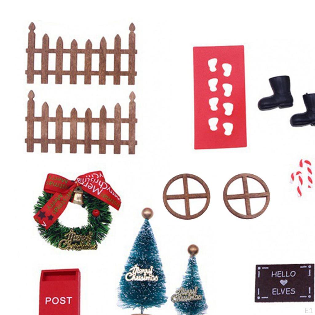 24x Dollhouse Christmas Decoration Elf Kits Wood Pretend Fairy Figurines Life Scene for Girls Kids