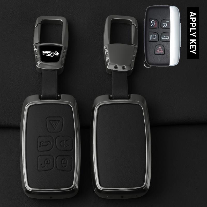 Metal Leather Car Key Case Cover Fob For Land Rover Range Rover Sport Evoque Freelander Velar Discovery 4 Jaguar Xe Xj Xf Guitar