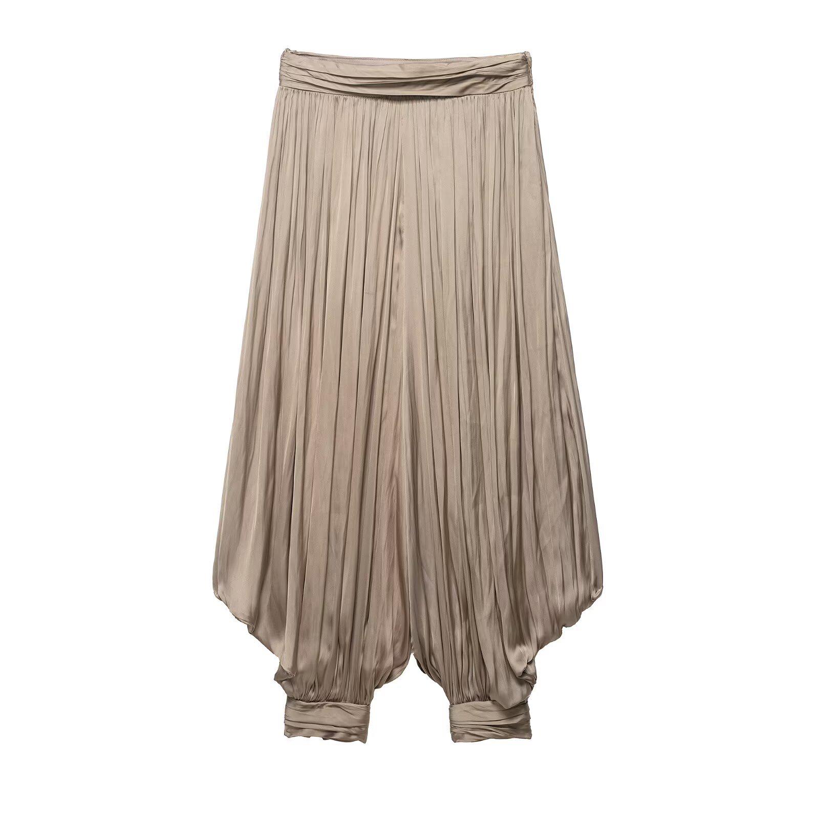 Spring 2026 European & American Style Women s Pleated Loose Long Pants Large