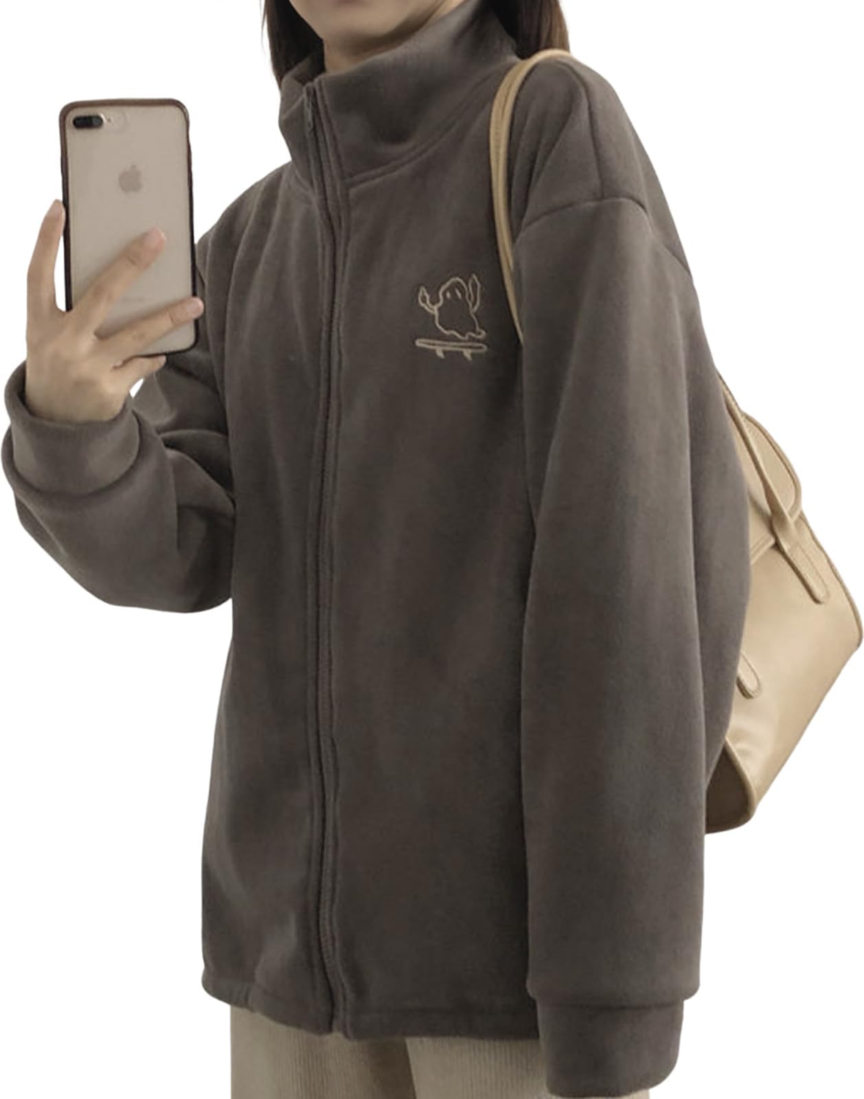 

Doors Fleece Boa Outerwear with Stand Perfect for Fall and Warm and or Stylish Fall Outerwear for Winter Business and Korean Plus Sizes Loose Women s