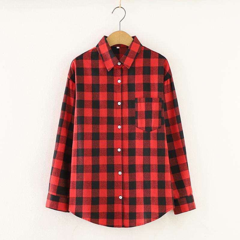 Camisa de Franela a Cuadros Fresca para Mujer 2025 Nuevas Blusas y Tops para Mujer Algodón Holgado Manga Larga Camisas Casuales Ropa Fina para Mujer